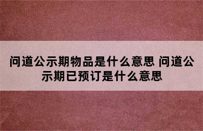 问道公示期物品是什么意思 问道公示期已预订是什么意思